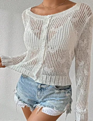 Cardigan Scurt SHEIN, alb Alb