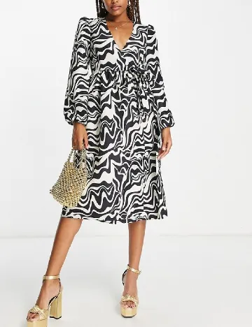 Rochie medie Monki, alb/negru Negru
