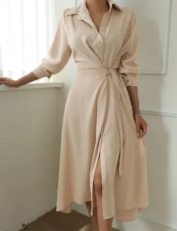 Rochie medie Dazy, bej Crem