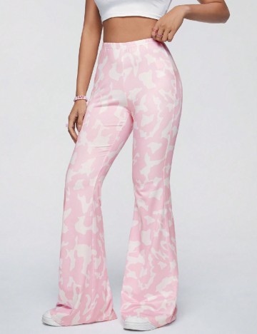 Pantaloni SHEIN, alb/roz