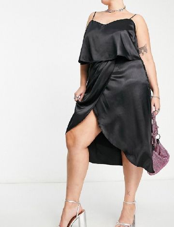 Rochie medie Urban Threads Plus Size, negru