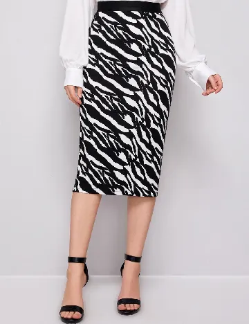 Fusta SHEIN, alb/negru Negru