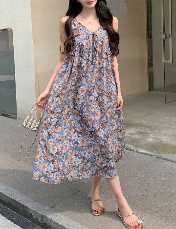 Rochie medie Dazy, albastru/maro Albastru