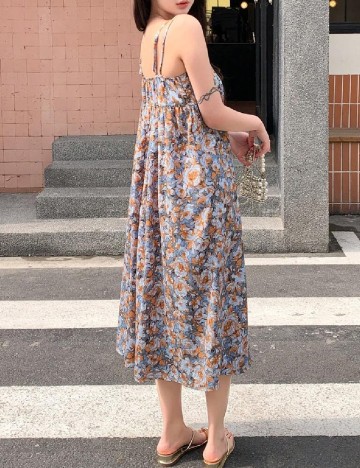 Rochie medie Dazy, albastru/maro