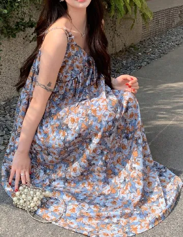 Rochie medie Dazy, albastru/maro Albastru