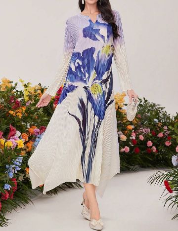 Rochie lunga SHEIN, lila/ecru