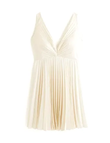 Rochie scurta Abercrombie&Fitch, ecru Alb