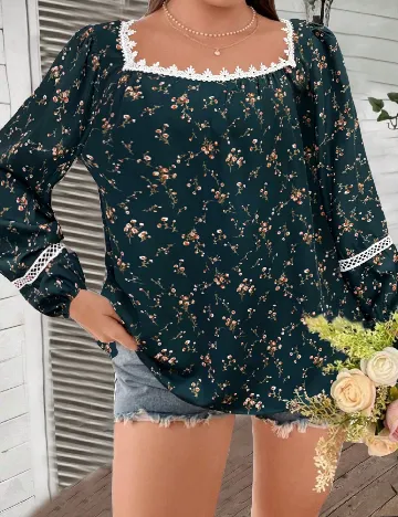 Bluza SHEIN CURVE, verde Verde
