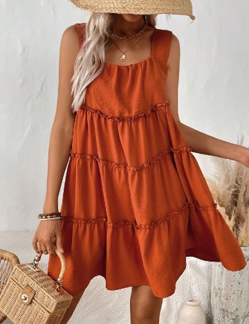 Rochie scurta Emery Rose, caramiziu