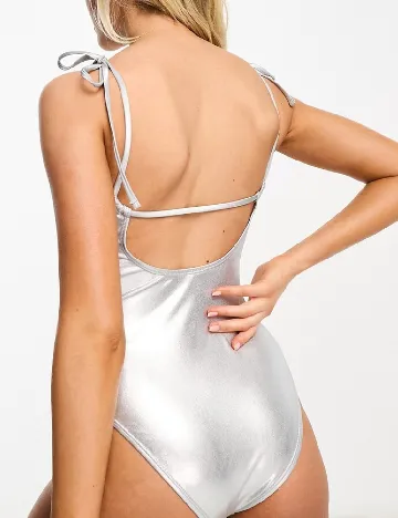 Costum de baie Stradivarius, gri Gri