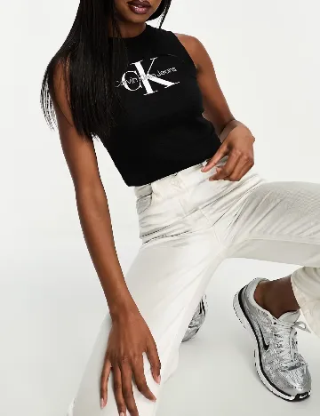 Top Calvin Klein Jeans, negru Negru