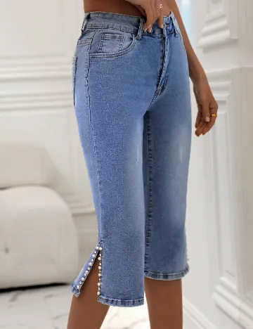 Pantaloni trei sferturi SHEIN, albastru Albastru