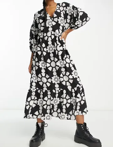 Rochie lunga ASOS, alb/negru Alb