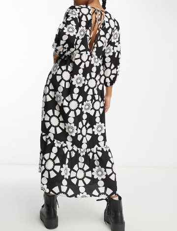 Rochie lunga ASOS, alb/negru