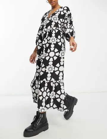 Rochie lunga ASOS, alb/negru Alb