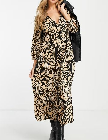 Rochie medie Stradivarius, crem/negru
