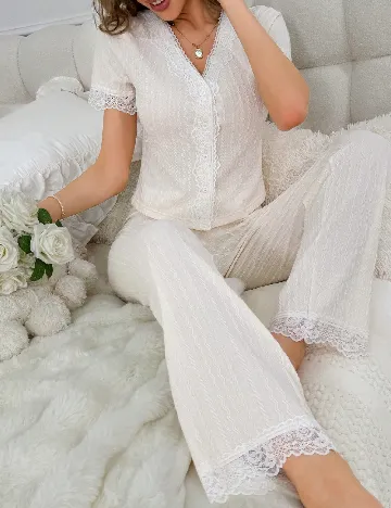 Pijama SHEIN, ecru Alb