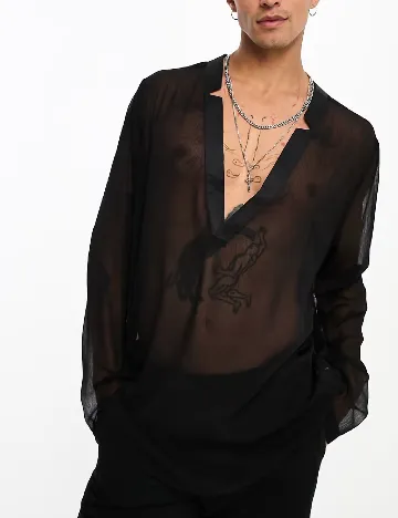 Camasa ASOS, negru Negru
