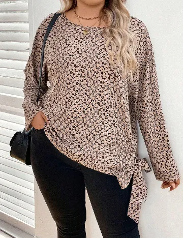 Bluza SHEIN CURVE, crem/negru Crem