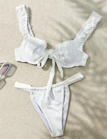 Costum de baie SHEIN, alb Alb