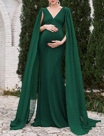 Rochie lunga Dress Alisa Maternity, verde