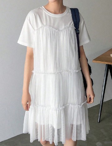 Rochie scurta Friful, alb