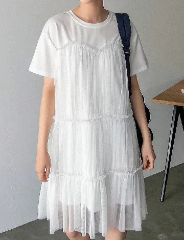 Rochie scurta Friful, alb Alb