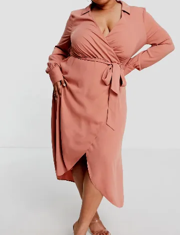 Rochie medie ASOS Curve, roz pudra inchis Roz