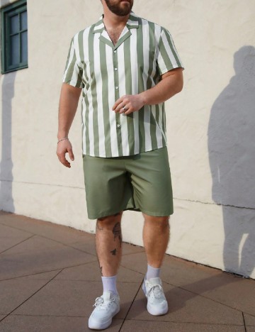 Compleu SHEIN Plus Size Men, verde/alb