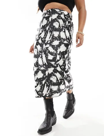 Fusta Yours, alb/negru Negru