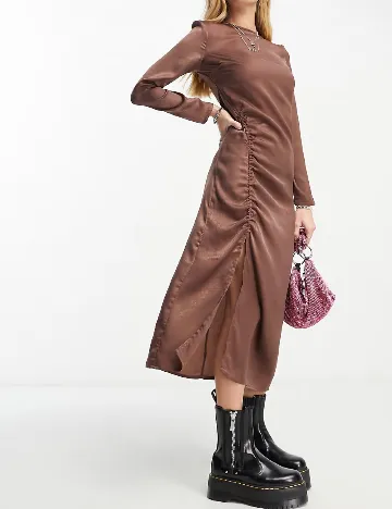 Rochie medie Violet Romance, maro Maro