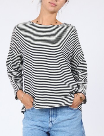 Bluza People Tree, alb/bleumarin