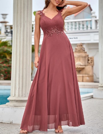 Rochie lunga UNITHORSE, roz pudra