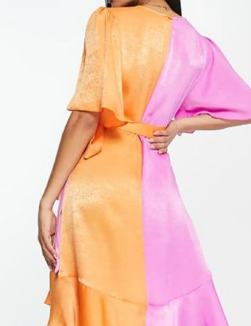 Rochie scurta Flounce London, roz/portocaliu