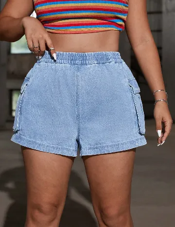 Pantaloni scurti SHEIN CURVE, albastru Albastru