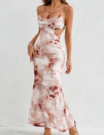 Rochie lunga SHEIN, maro/alb Maro