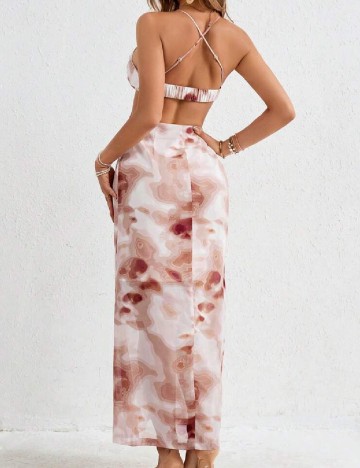 Rochie lunga SHEIN, maro/alb