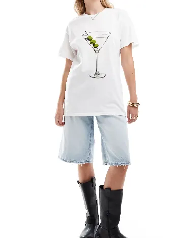 Tricou Oversize ASOS, alb Alb