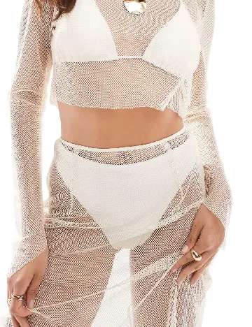 Fusta de plaja Missy Empire, ecru Alb