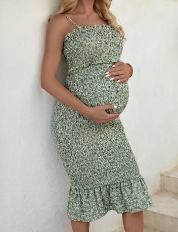 Rochie medie SHEIN Maternity, verde