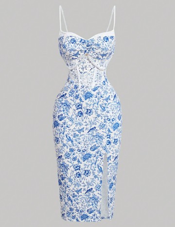 Rochie medie SHEIN CURVE, albastru