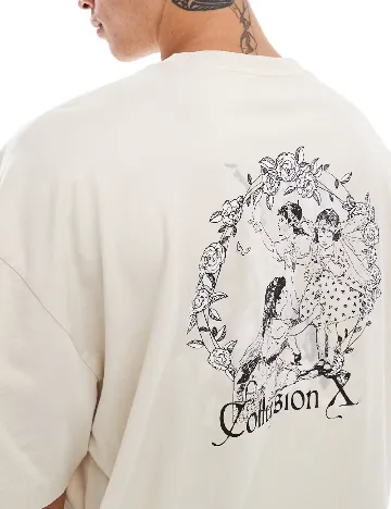Tricou COLLUSION, crem Crem