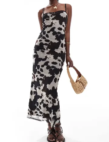 Rochie lunga ASOS, negru/gri Negru