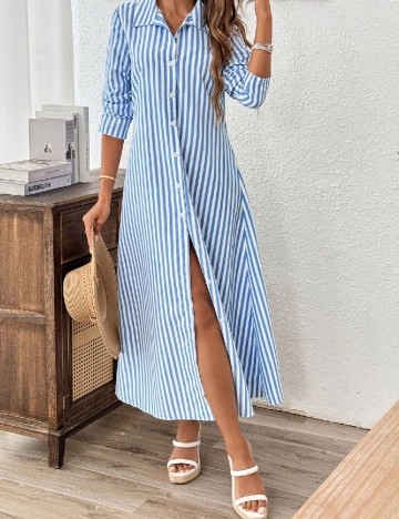 Rochie lunga SHEIN, alb/albastru