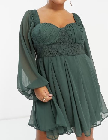 Rochie scurta ASOS Curve, verde