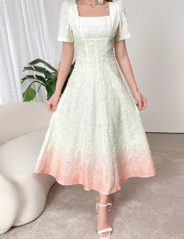 Rochie lunga SHEIN, ecru/piersica