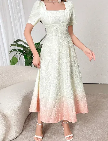Rochie lunga SHEIN, ecru/piersica Alb