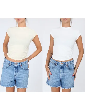Set topuri 2 bucati Bershka, alb/crem Alb