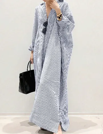 Rochie lunga SHEIN, alb/albastru Albastru
