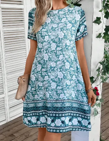 Rochie scurta Emery Rose, alb/albastru Albastru